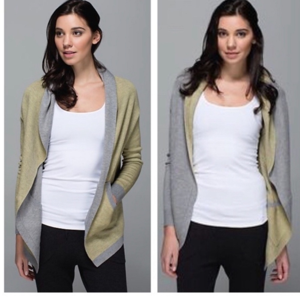 LULULEMON Reversible Cabin Yogi Wrap Cardigan Sweater Boolux Cashmere Blend 10